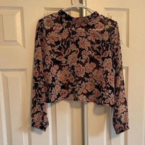 Floral Long Sleeve Sheer Top